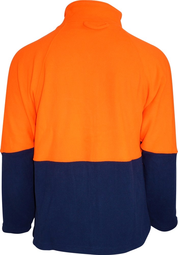 Hi Vis 1/4 Zip Polar Fleece Jumper - Orange/Navy