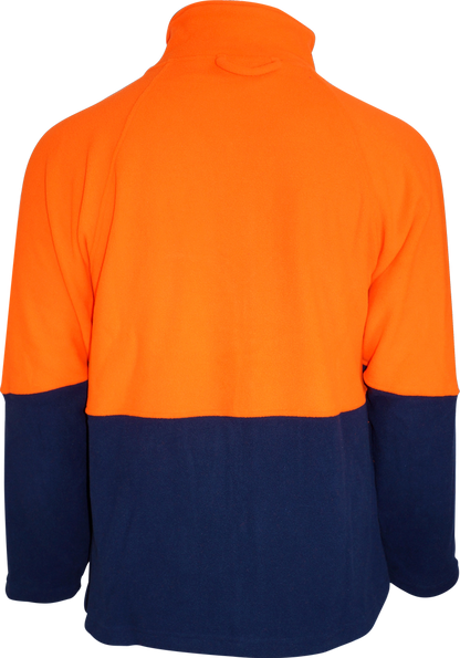 Hi Vis 1/4 Zip Polar Fleece Jumper - Orange/Navy