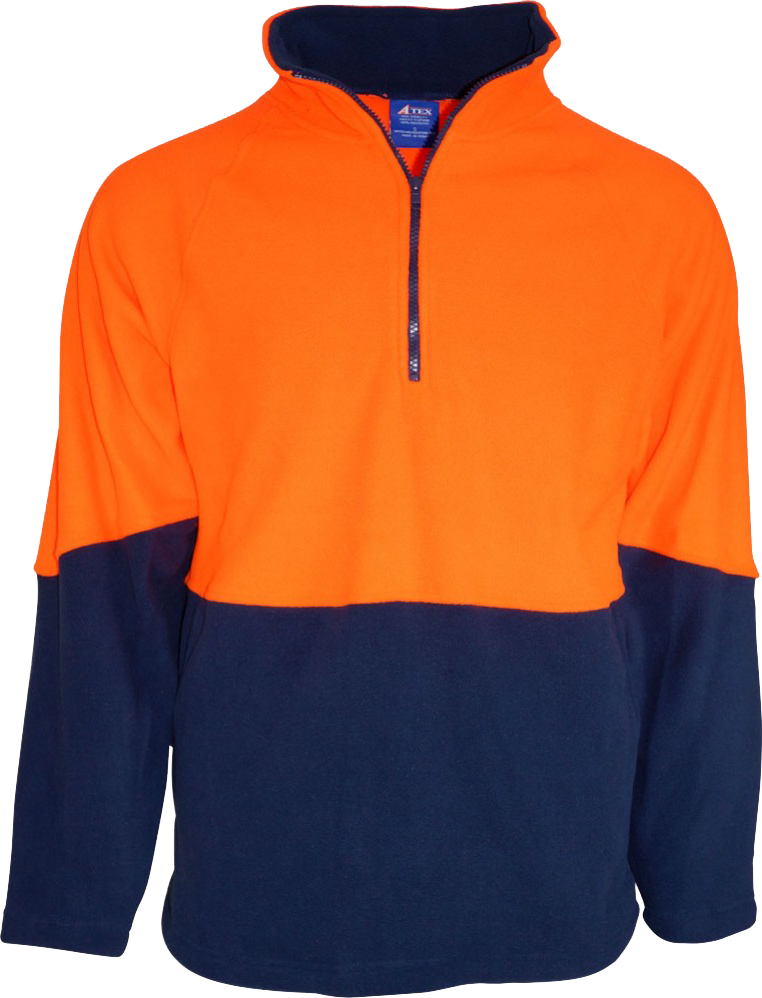 Hi Vis 1/4 Zip Polar Fleece Jumper - Orange/Navy