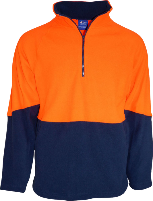 Hi Vis 1/4 Zip Polar Fleece Jumper - Orange/Navy