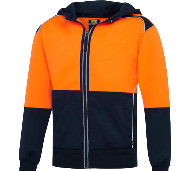 Hi Vis Spliced Hoodies - Orange/Navy