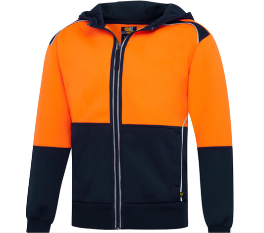 Hi Vis Spliced Hoodies - Orange/Navy