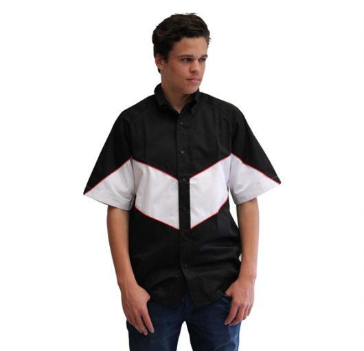 Victory Pit Crew Shirt - Black/White/Red Piping